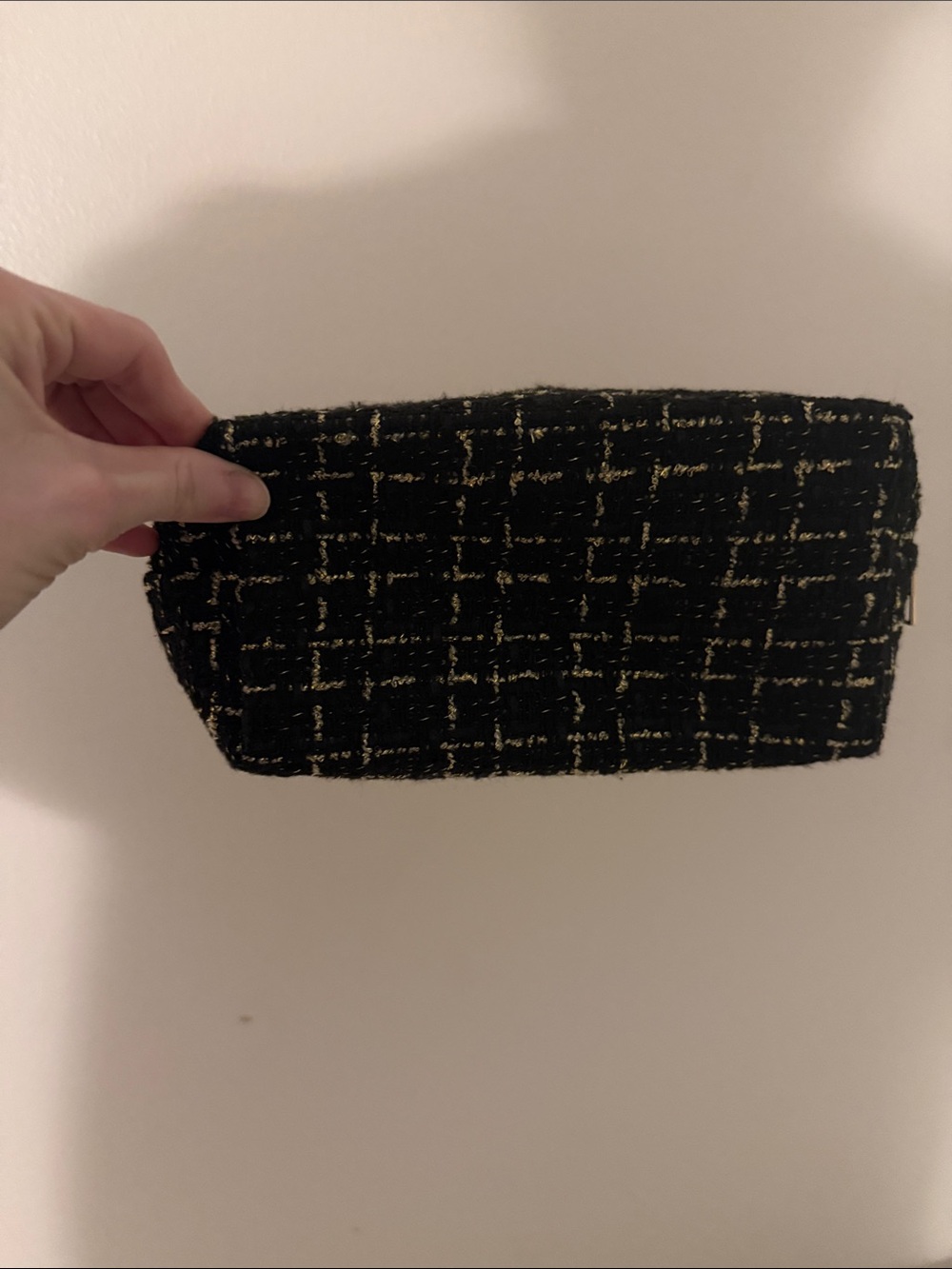 Black Tweed Evening Clutch with Gold Thread - Picture 2 of 5